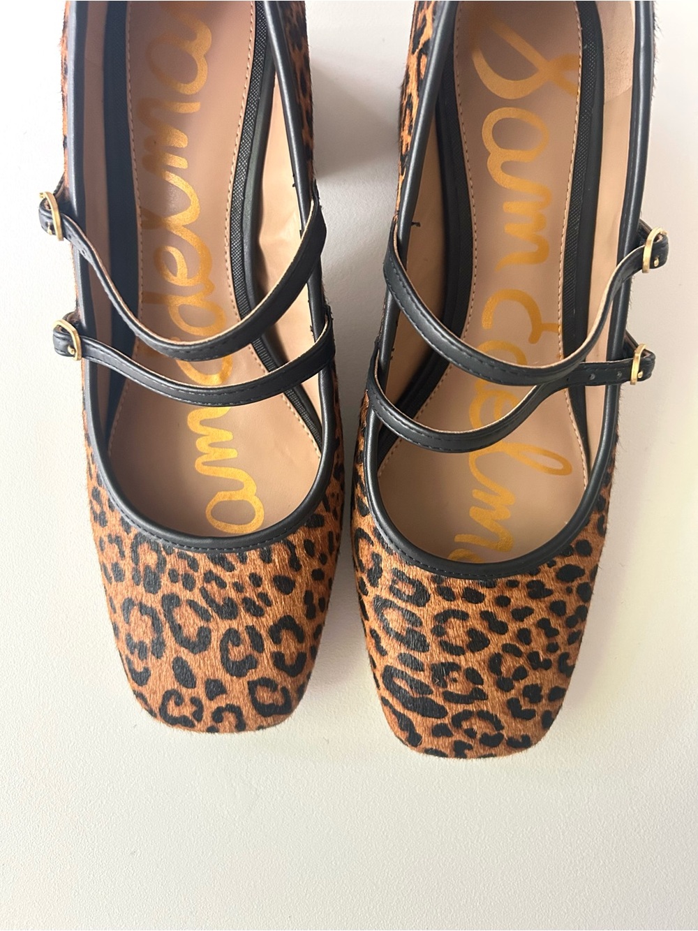 Sam Edelman Sarah Leopard Print Calf Hair Mary Jane Block Heels Size 8.5 - Picture 9 of 11